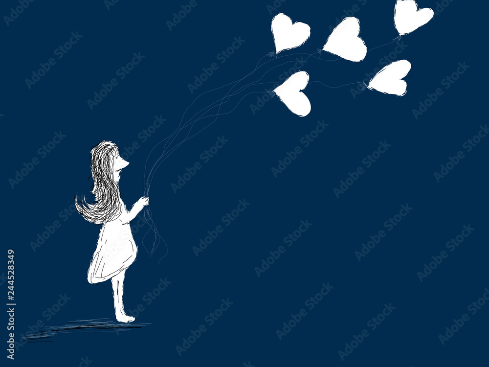Fototapeta premium White girl with the white hearts.