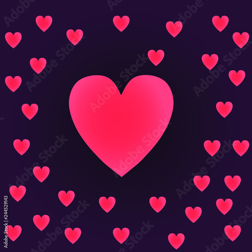 scarlet hearts on a dark background
