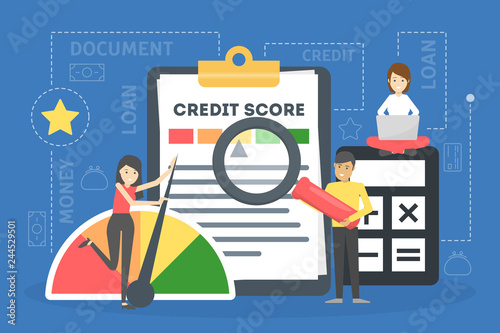 Credit score concept. Document with personal credit history