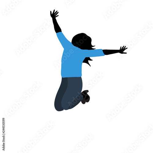 girl jumping silhouette in colored clothes