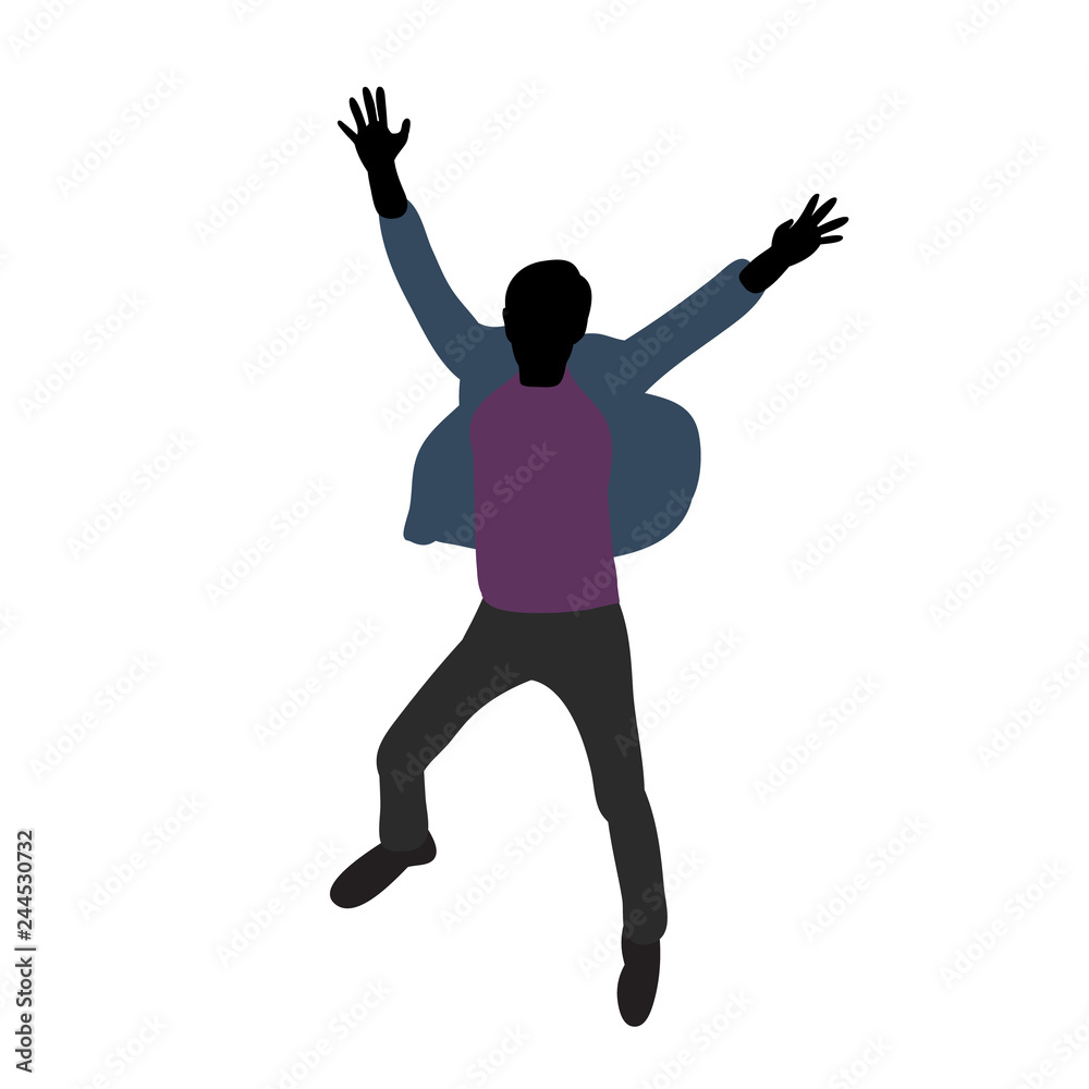 isolated, man jumping silhouette in colored clothes isolated, man jumping silhouette in colored clothes