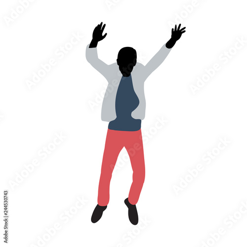 vector  isolated  man jumping silhouette in colored clothes