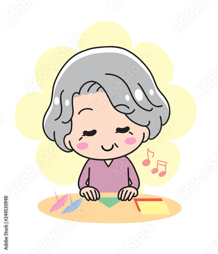 Dementia prevention origami granny with background