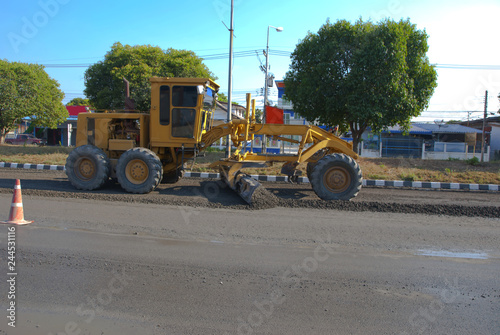 Fotografie motor grader working, motor grader working from Thailand country