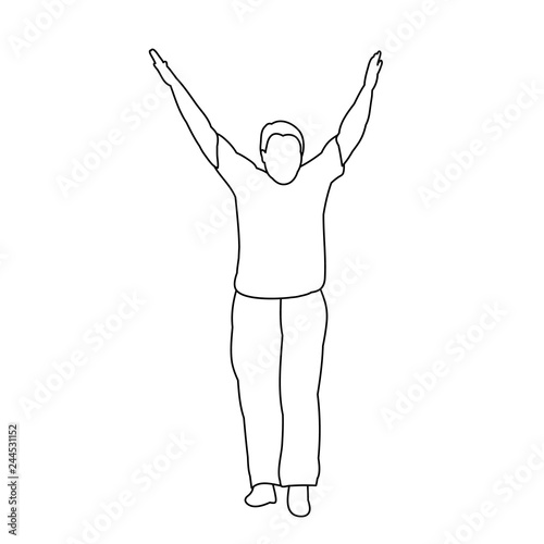vector isolated man rejoices sketch