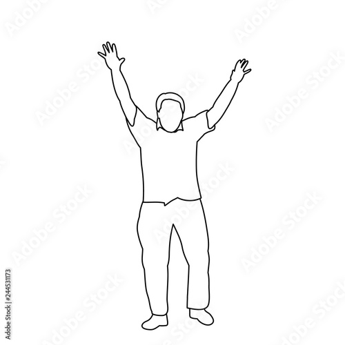 isolated man rejoices sketch