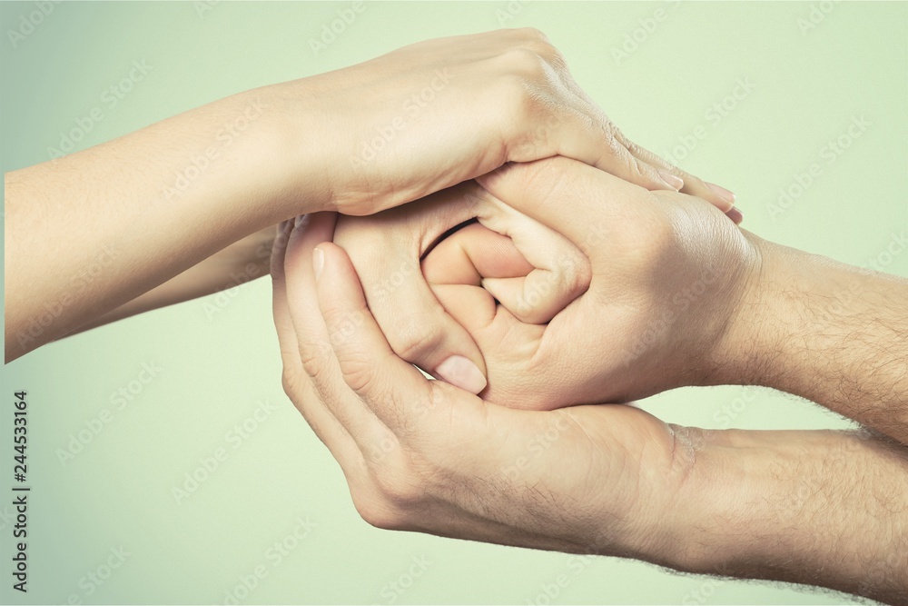 Fototapeta premium People with their hands together. team work concept