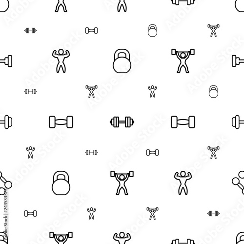 weightlifting icons pattern seamless white background