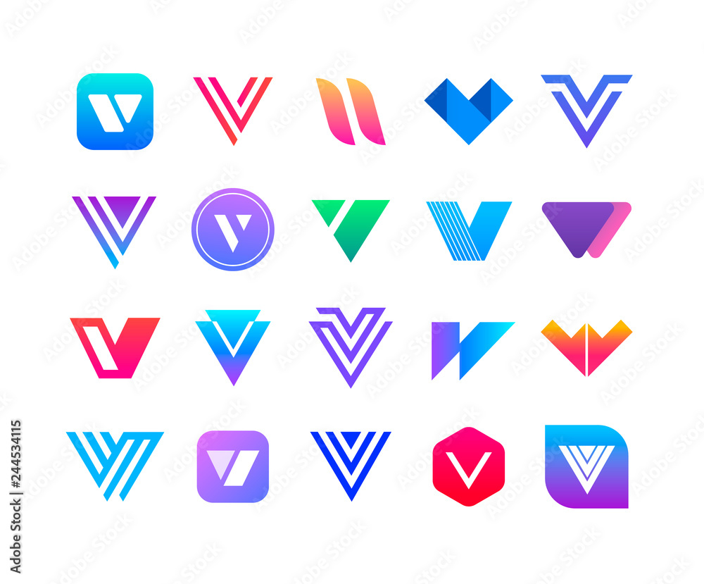 Letters V - logo set. 20 logos Letters V - logo set. 20 logos