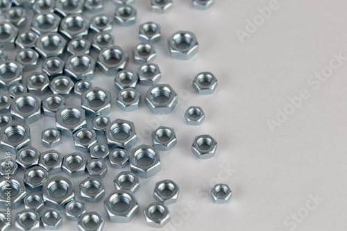 Metal nuts onwhite background