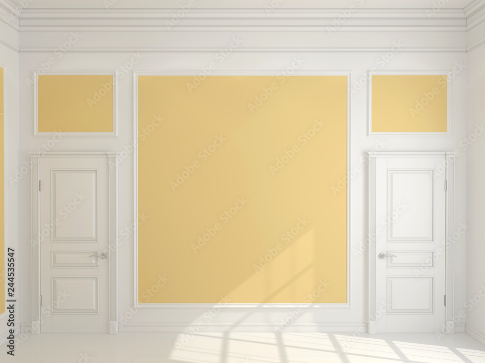 Fototapeta premium Empty interior with two white door