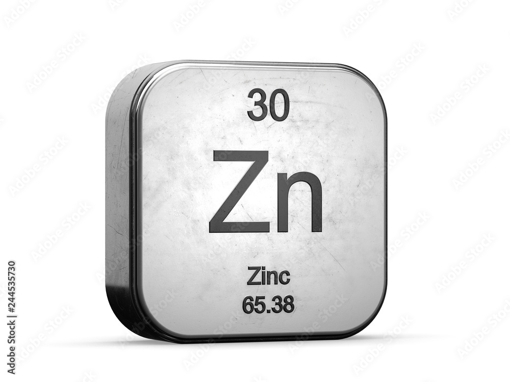 Zinc Element From The Periodic Table Series Metallic Icon Set Rendered On White Background Stock Ilration Adobe