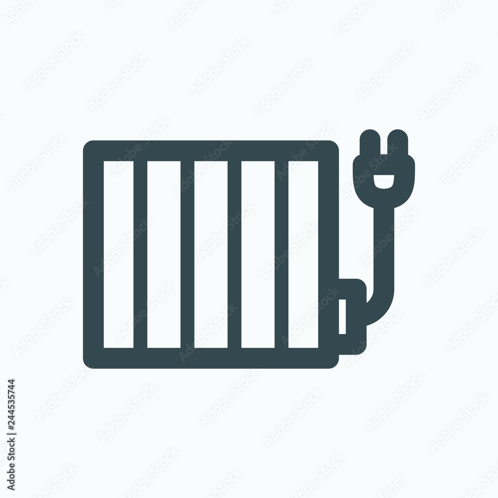 Electric radiator icon, electric metal radiator with plug vector icon Electric radiator icon, electric metal radiator with plug vector icon