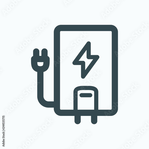 Electric boiler for home central heating system with plug vector icon