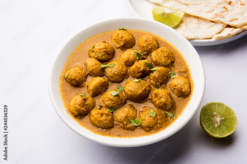 Masala Soya Chunk Curry made using Soyabean nuggets and spices - protein rich food from India Masala Soya Chunk Curry made using Soyabean nuggets and spices - protein rich food from India