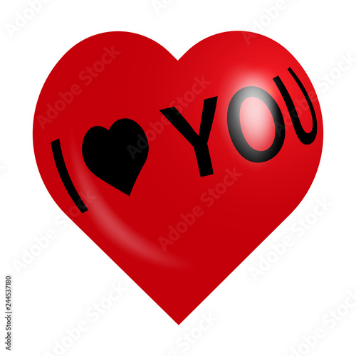 Heart with inscription. Valentine's day. Vector illustration.