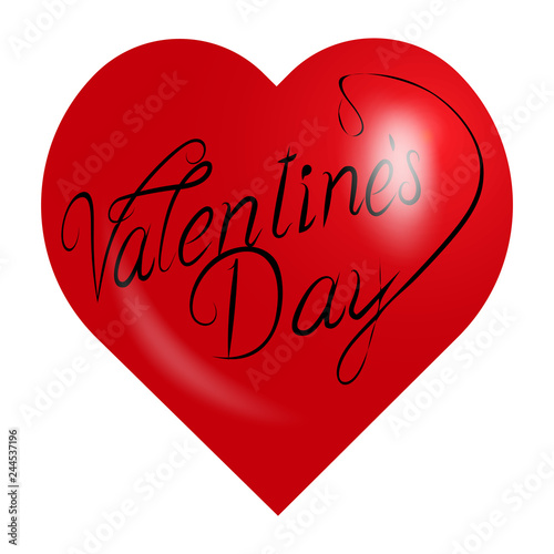 Heart with inscription. Valentine's day. Vector illustration.