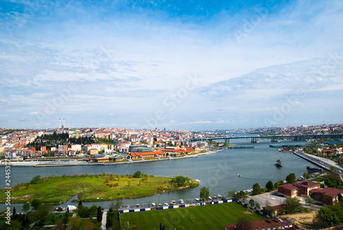 Istanbul . Turkey . Panoramic view of the Golden Horn