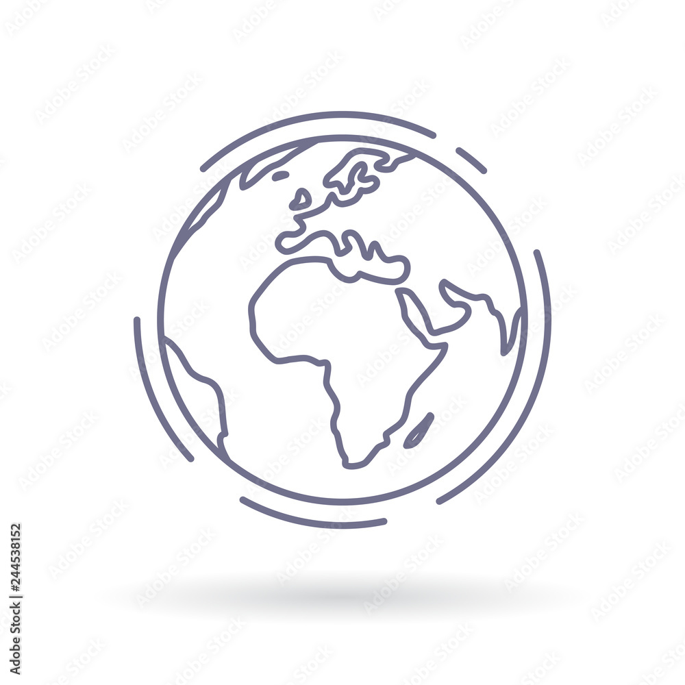 Globe icon. Earth sign. World symbol. Simple thin line icon on white  background. Vector illustration. Stock Vector | Adobe Stock