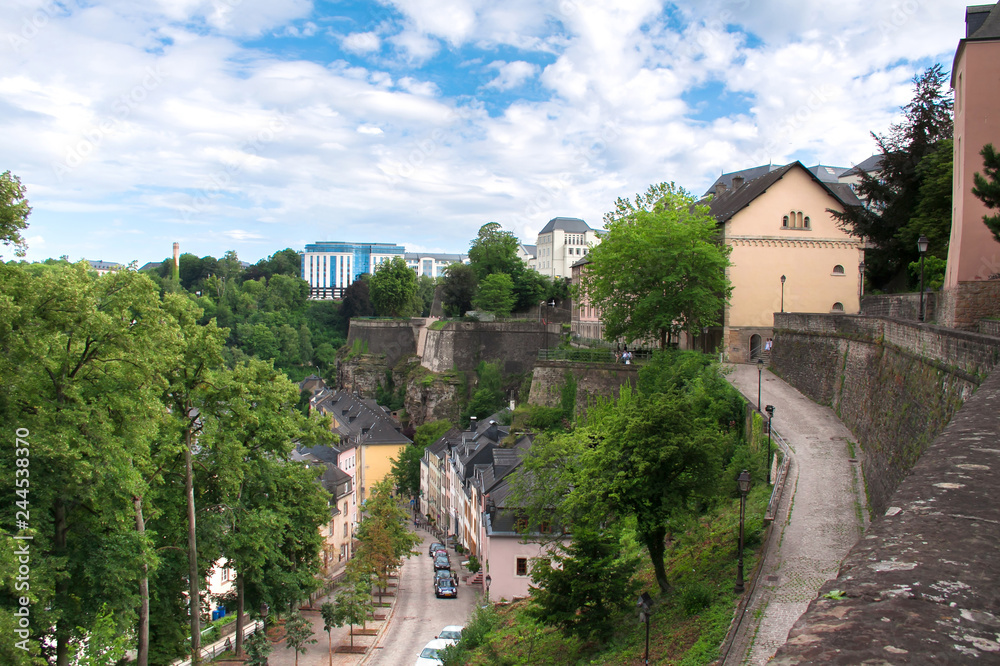 Beautiful old part of Luxembourg city. State (Grand Duchy) in Western Europe