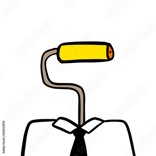 Yellow roller head businessman hand drawn illustration photo