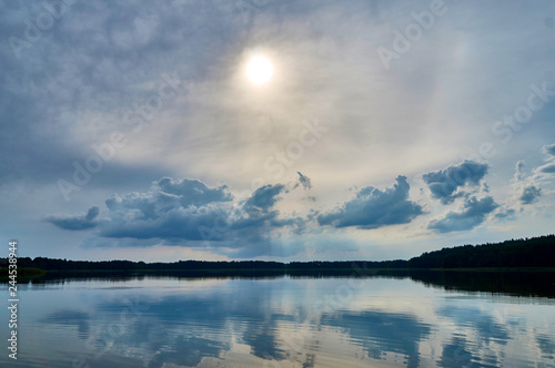 Fototapeta Naklejka Na Ścianę i Meble -  Beautiful panoramic view of the Lemiet lake in Mazury district, Poland. Fantastic travel destination.