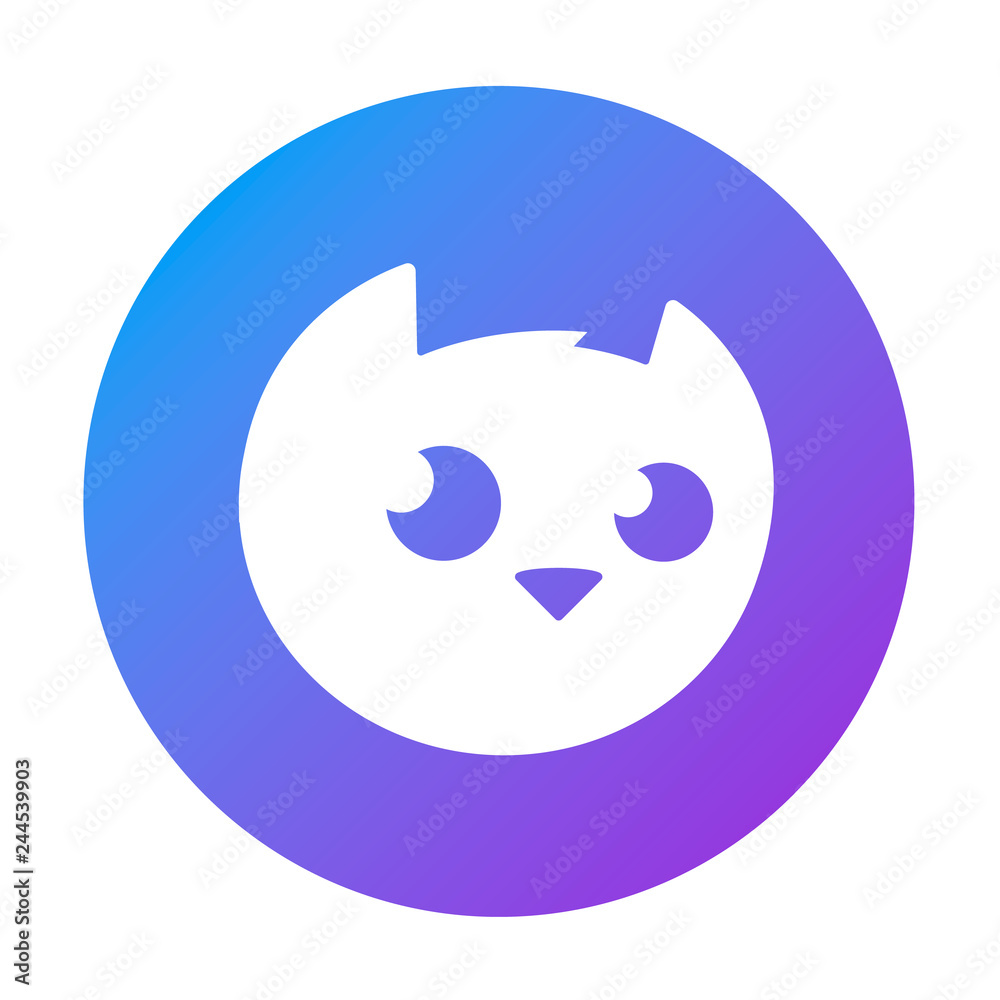 Cartoon cat logo in circle. Simple and cute kitten silhouette. Funny cat. Cartoon cat logo in circle. Simple and cute kitten silhouette. Funny cat.