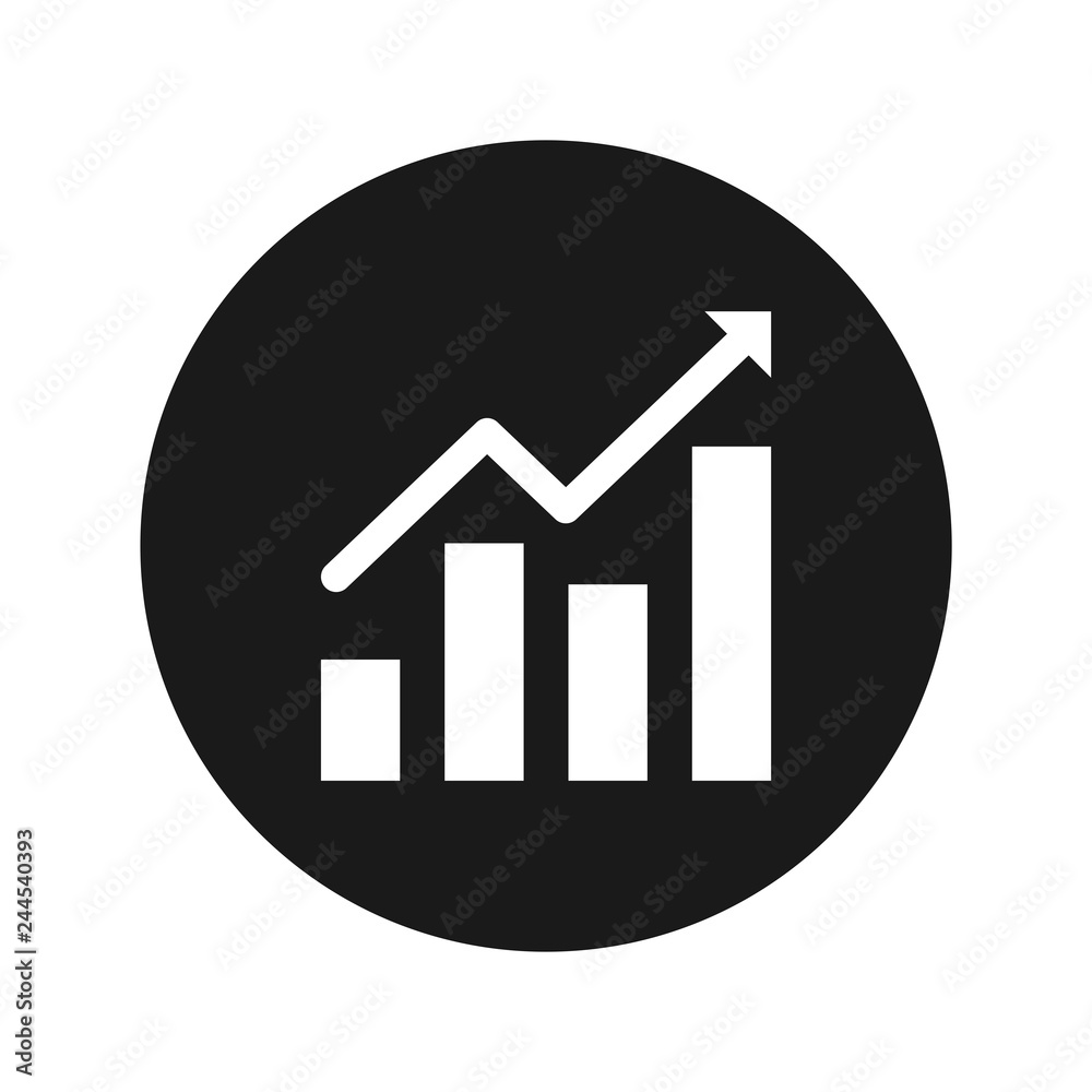 Statistics icon flat black round button vector illustration Statistics icon flat black round button vector illustration