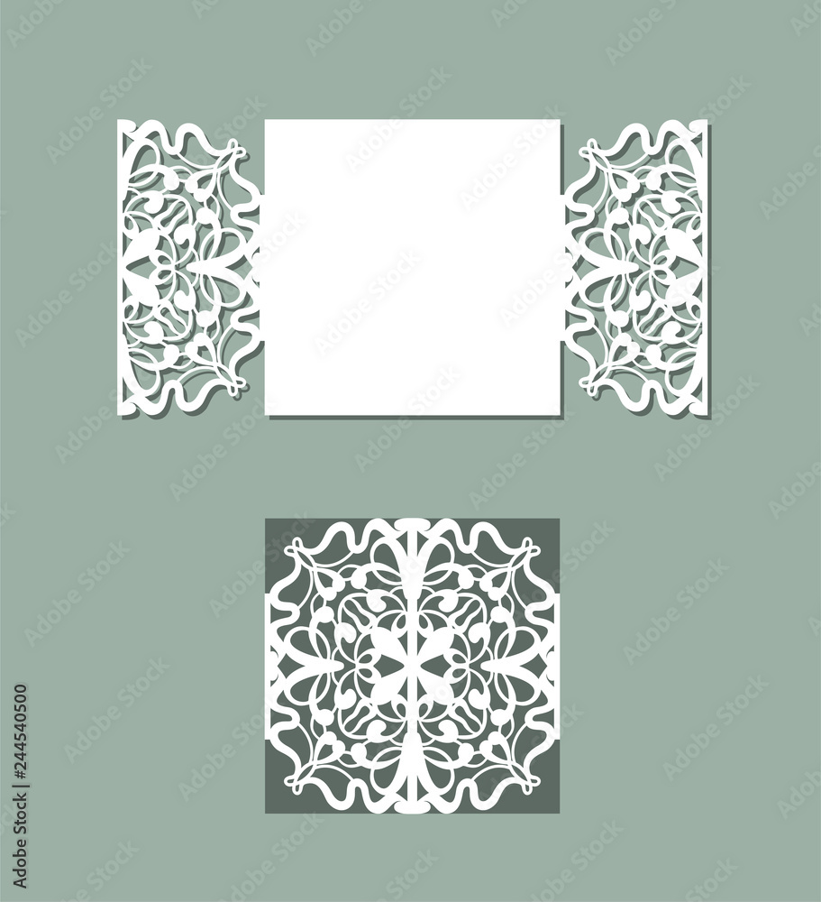 Laser cut panel design. Floral design wall decor. Vector template for cutting. Invitation card. Laser cut panel design. Floral design wall decor. Vector template for cutting. Invitation card.