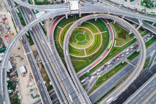 Photography Aerial view city transport intersection road car movement