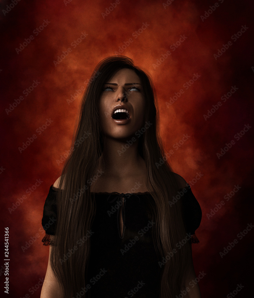 Portrait of Ghost woman,3d illustration
