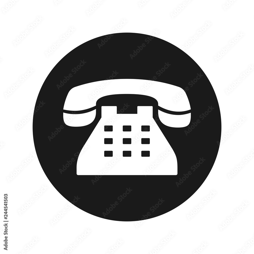 Telephone icon flat black round button vector illustration Telephone icon flat black round button vector illustration