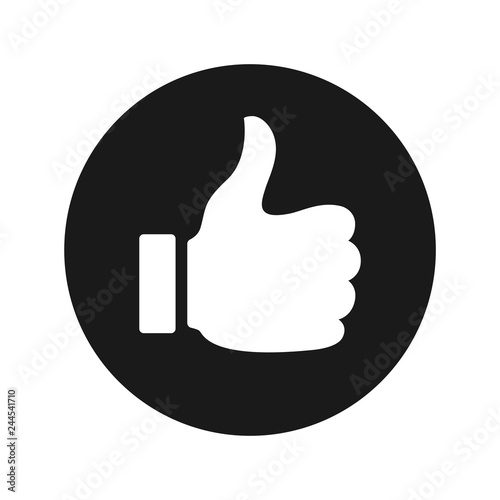 Thumbs up like icon flat black round button vector illustration