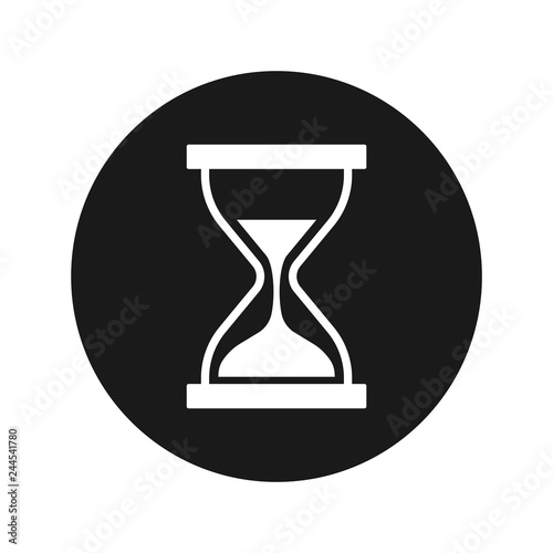 Timer sand hourglass icon flat black round button vector illustration