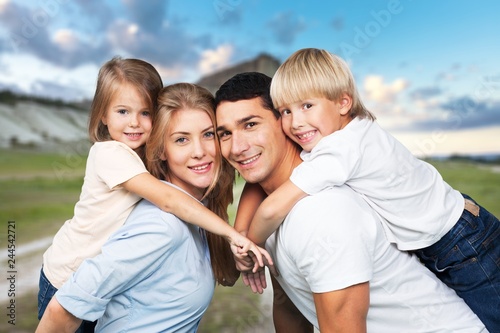 Lovely family in park outdoor