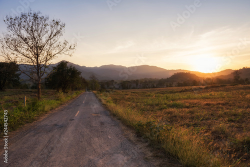 sunset scenics on country road