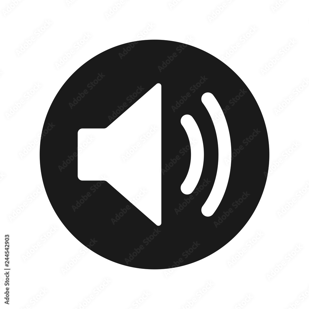 Volume speaker icon flat black round button vector illustration Volume speaker icon flat black round button vector illustration