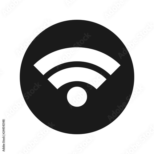 Wifi icon flat black round button vector illustration