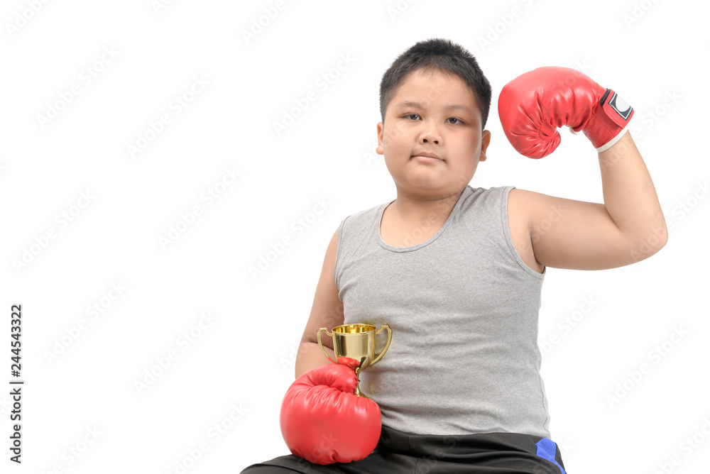 obese boxer show trophy isolated on white obese boxer show trophy isolated on white