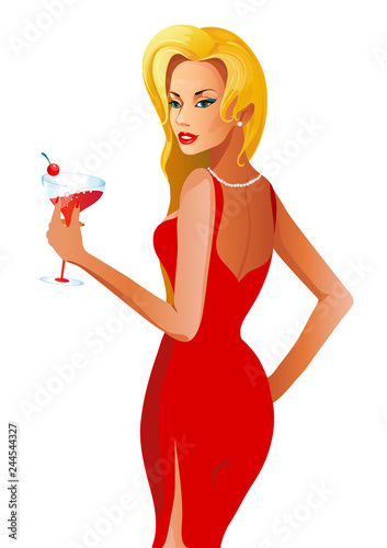 beautiful blonde woman, isolated on a white