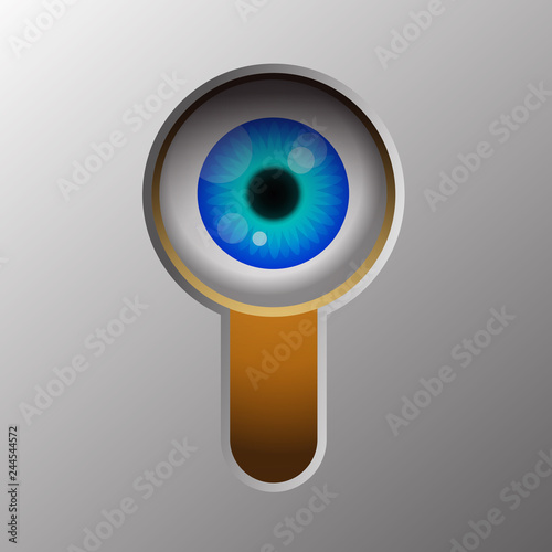 Eye Looking through a keyhole vector illustration.