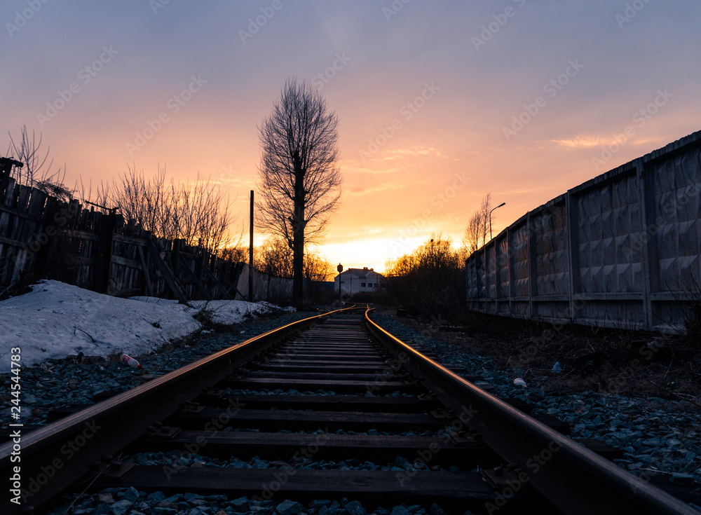 Fototapeta premium the train way going to a decline