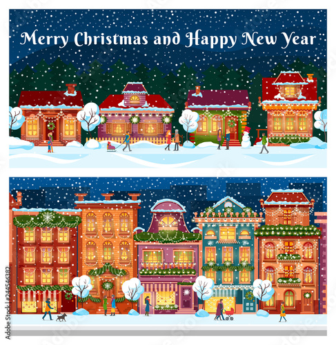 Merry Christmas and Happy New Year City Streets