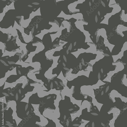 Urban camouflage of various shades of grey and green colors