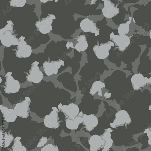 Urban camouflage of various shades of grey and green colors