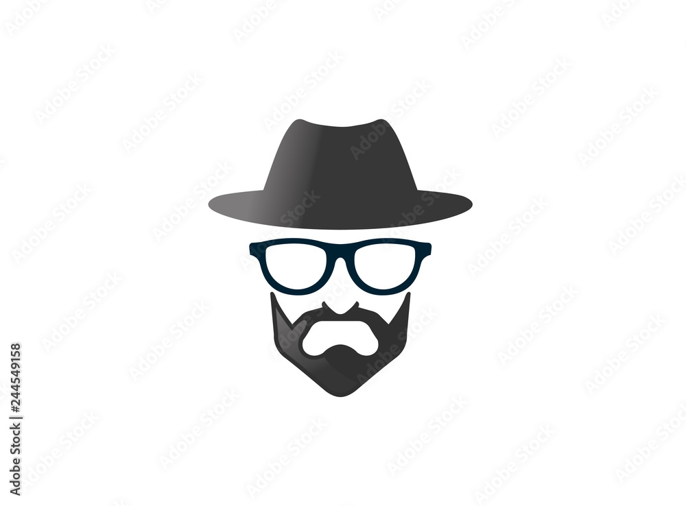 bowler hat, glasses, beard, Melone, Brille, Bart logo