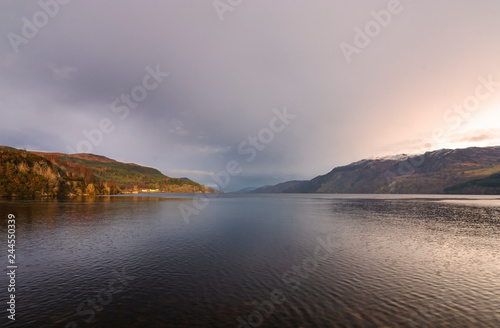 Looking up the full length of Loch Ness from Fort Augustus, Scotland.