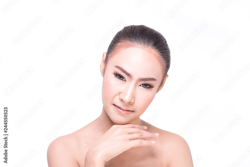 Beautiful Young Woman(Asian girl 20-25 years old) with clean fresh skin on white background. Beautiful Young Woman(Asian girl 20-25 years old) with clean fresh skin on white background.