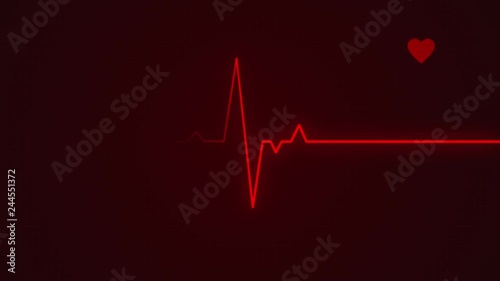 Red ECG Health Medical Monitor with Pulse Heart