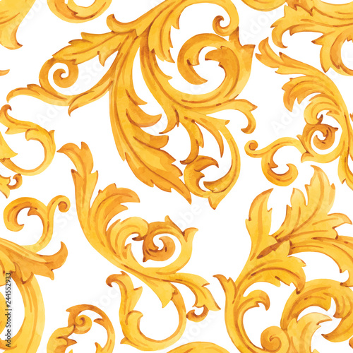 Golden baroque rich luxury vector pattern